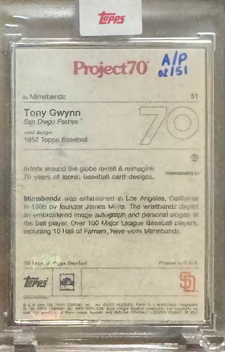 Topps Project70 Tony Gwynn #51 By MIMSBANDZ Silver Frame Artist Proof A/P 02/51